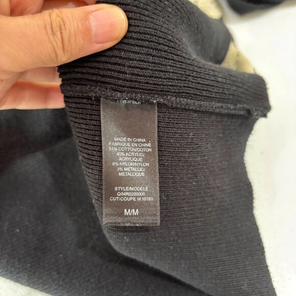 VTG Guess Argyle Sweater Women M Black Gold V-Neck Old Money Preppy Y2K Academia - Picture 7 of 7